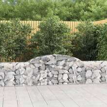 vidaXL Gabione mit Hochbogen 300x30x60/80 cm, verzinktes Eisen - Argento - Visualizzare 1
