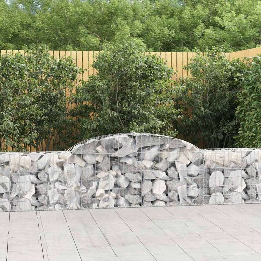 vidaXL Gabione mit Hochbogen 300x30x60/80 cm, verzinktes Eisen - Argento - Visualizzare 1