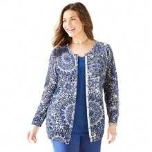 Catherines Women's Plus Size The Timeless Cardigan - 海軍勳章 - 查看 1