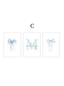 3pcs Personalized Name Wall Art Butterfly Print Customizable Canvas Poster, Available In Pink, Blue, Yellow Butterfly Design, Elegant And Aesthetic Wall Decor Suitable For Women, Baby Girls, Bedroom, Apartment, Dorm - Multicolor - View 18