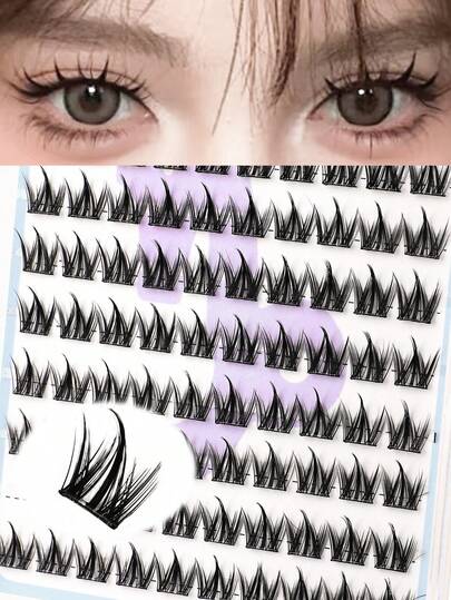 100 قطعة رموش صناعية منفصلة بدون غراء، 10 صفوف سعة عالية ذاتية اللصق، سلسلة الأبراج الصينية - برج الجدي، بدون غراء وبدون مزيل، شرائط جيلي حرارية اللصق، قابلة لإعادة الاستخدام، تصميم منفصل مناسب لخيارات DIY المختلفة