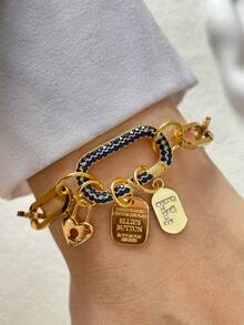 1件 A-Z字母鏈條，金色螺紋扣鏈，彩色攀爬鏈，不鏽鋼鏈條，適合節日慶祝與日常配戴 - 金黃色 - 查看 23