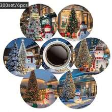 6pcs Christmas Street Snow Scene Coasters Set, Wooden Coasters For Coffee, Tea And Beverages, Handwashable - Ideal For Home And Restaurant Decor, Holiday Gifts, 1 Set Of 6, 300 Sets Of 1800 Pieces - Multicolor - View 7