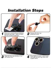 3pcs Camera Lens Protector Compatible With Iphone , With Shiny Metal Rhinestone Ring & 9h Hardness Scratch Resistant Film, Fashion Accessory, User-Friendly Protective Case Gift For Birthday, Family, Friends Sparkling Crystal, Lens Protector, Phone Accessories Waterproof Shockproof Anti-Fall Anti-Fall Anti-Fingerprint Full Cover