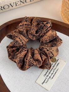 1 pièce Chouchou à imprimé floral vintage de noix de cajou, élastique à cheveux, support de queue de cheval polyvalent, élastiques à cheveux, bandes en caoutchouc pour cheveux, corde à cheveux