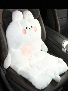 1 pieza Cojín de asiento de coche de peluche - Lindo cojín de apoyo lumbar con diseño de dibujos animados, cojín de asiento elevador y cálido, cojín de asiento de coche con tema de animales adorables para invierno, suave/ligero/portátil/lavable a máquina, confort para todas las estaciones, peluche grueso para calidez y protección, se adapta a coches y sillas de casa, mejora la comodidad y la diversión del asiento, esencial para fríos inviernos