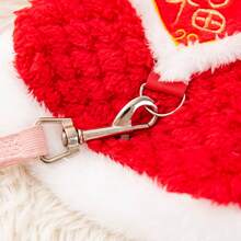 1 件中国风“福”字刺绣羊毛保暖宠物狗猫旗袍，喜庆中国新年风格牵引服，秋冬新款泰迪博美犬比熊犬毛绒狗猫服装 - 紅色 - 查看 6