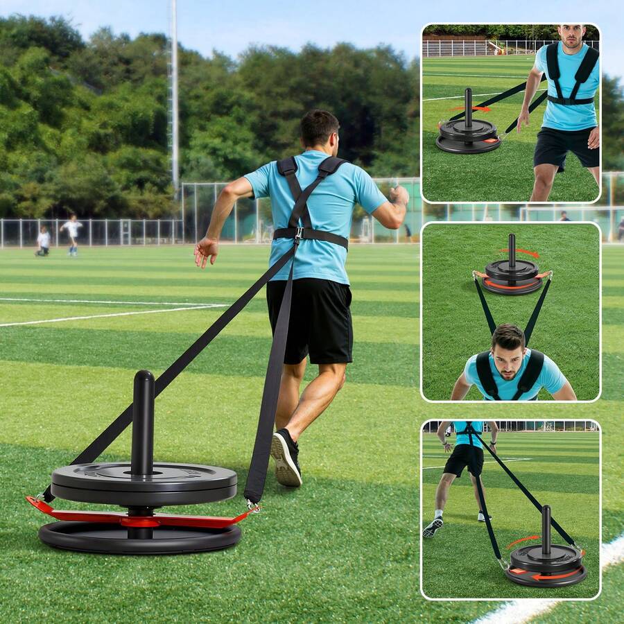 Traîneau de musculation, traîneau de puissance, traîneau de musculation pour améliorer la vitesse pendant les exercices sportifs, équipement de fitness avec ceinture, pour disques de poids de 51 mm, orange et noir - Schlitten Schwarz 2" Drehwerk - Voir 1