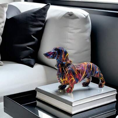 Adornos navideños, estatua de perro salchicha, escultura de resina, regalo coleccionable, ideal para amantes de los perros salchicha, oficina, decoración del hogar, accesorios de escritorio, decoración, estatua de jardín, decoración de exteriores, colores brillantes.
