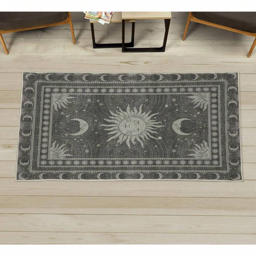 Retro Mid Century Abstract Pattern Rug On Ivory Background, Dark Orange And Reseda Green, 4' X 5' 5", Ideal For Bedroom, Dorm And Living Room - Sage Green - View 1