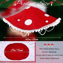 Mushroom Hat Renaissance Medieval Costume Cosplay Halloween Victorian Fairy Accessories With Bead Lace Brim Capgift - 紅色 - 查看 2