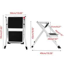 Huini Step Ladder Small Folding 2 Step Stool With Wide & Anti-Slip Pedals ,Portable Two Step Stools For Household, Kitchen, Office, Up To 330lb Weight Capacity - Black and White - View 6