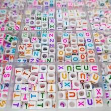 1200 Pcs Set 6*6mm Colorful Cube Acrylic Black Alphabet Vowel Letter Beads A-Z Heart Pattern Beads And Crystal Line For Jewelry Making Bracelets Necklaces Key Chains