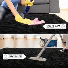 8x10 Area Rugs For Living Room, Ultra Soft Large Shag Black Bedroom Rug Upgrade Non-Slip Plush Modern Fluffy Carpet For Kids Boys Girls Room Home Decor Aesthetic - 黑色 - 查看 5