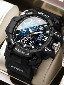 1pc Multi-Function Sports Electronic Watch With Dual Display, Suitable For Daily Wear, Great Gift Option