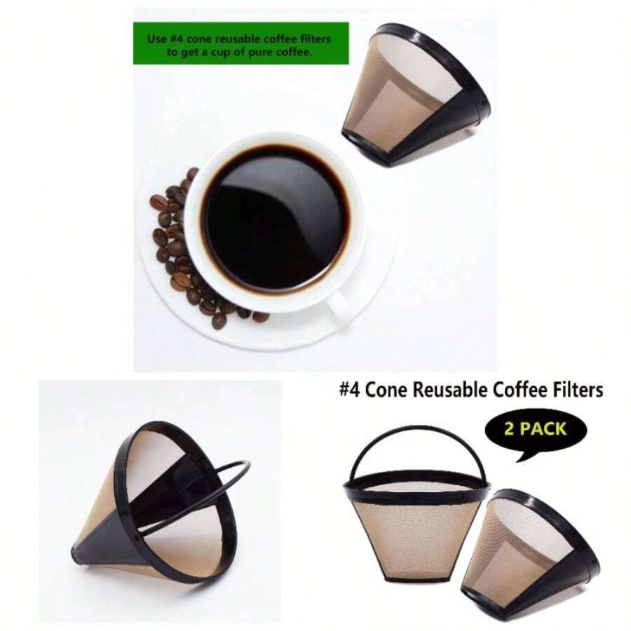 Reusable #4 Cone Coffee Filters Basket Coffee Makers2 Reusable Filters - 最初的 - 查看 1