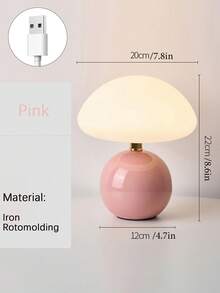 Pink Mushroom Table Lamp, LED Bedside Lamp With Soft Warm Glow, Non-Glaring Dimmable Mood Light For Bedroom, Desk, Living Room Decor - one-size - View 13