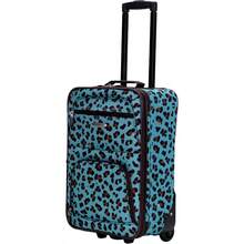Rockland Fashion Softside Upright Luggage Set Blue Leopard 2Piece Set 14 19 Fashion Softside Upright Luggage Set