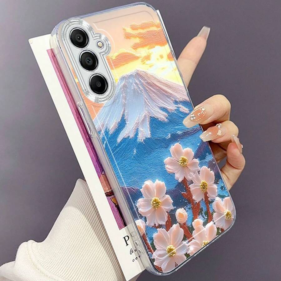 Funda de Teléfono con Pintura al Óleo de Montaña Nevada para Samsung Galaxy A02 A03 S A04 A05 S A06 S13 S14 S15 S16 5G S21 S22 S23 A24 A25 A26 M34 M35 M36 M52 M53 M45 M44 M55 M67 M32 M1 Ultra M12 Plus M23 FEFES25 Creativa TPU Suave Duradera Antigolpes Transparente Protectora - Colores mixtos - Ver 1