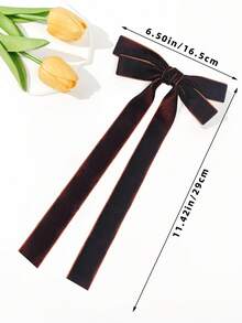 1 قطعة مشبك شعر فيلفت أحادي اللون بتصميم بسيط مناسب للارتداء اليومي، مشابك شعر، إكسسوارات شعر، إكسسوارات رأس، إكسسوارات شعر للنساء - بني - مشاهدة 5