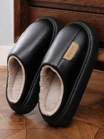 Vinternya plyschfodrade tofflor för män, extra stor storlek, fluffiga, halkfria inomhustofflor med tjock bottenfodring