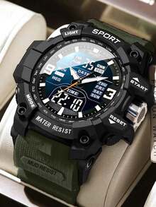 1pc Multi-Function Sports Electronic Watch With Dual Display, Suitable For Daily Wear, Great Gift Option