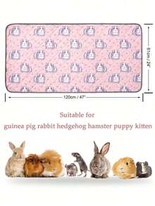 1pc Washable & Reusable Waterproof Absorbent Pad For Guinea Pig Cage, Suitable For Rabbits, Hamsters, Rats And Other Small Rodents - Multicolor - View 2