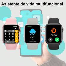 Smartwatch para Hombres y Mujeres, Reloj Inteligente de Moda: Pantalla 2.01" Bordes Ultra Finos, NFC, Asistente Diario(Calculadora/Alarma/Clima), Carga Inalámbrica, Recibe notificaciones de Whats-App/Face-book, Llamadas por Bluetooth, Seguimiento de Actividad Física, +100 Esferas Personalizables, Compatible iOS/Android - Reloj Hombre(relojes para hombre) / Reloj Mujer(relojes para mujer). - Negro-2 Correas - Ver 4