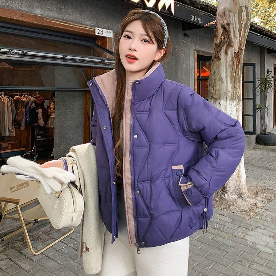 Women Outdoor Down Jackets - Purple - View 1