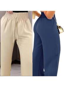 Simple Polyester Daily Pocket - Beige + Navy Blue - View 1