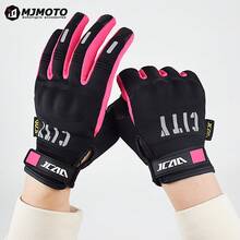 MJMOTO Pink Lady 女款摩托車騎行手套 觸控螢幕 春秋抓絨 摩托車電動單車賽車手套 戶外運動單車手套 - A - 查看 1