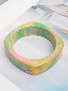 1 pieza Brazalete de resina redondo con brillo, rosa, elegante y refinado, adecuado como regalo o para uso diario