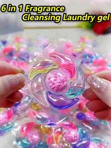 5-In-1 Laundry Detergent Capsules, Fragrance Beads, Fabric Softener, Concentrated Laundry Liquid, Laundry Pearls, Deep Cleaning Stain Removal Laundry Pearls, Long-Lasting Fragrance, Lint Removal, 50pcs 3-In-1 Cherry Blossom Laundry Detergent Capsules, Powerful Cleaning, Softening, Stain Removal Laundry Balls (Random Old/New Version)