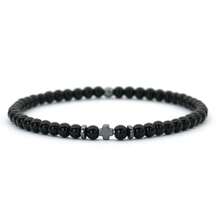 diffone 4mm Natural Stone Bracelet, Men's Hematite Cross & Rice Bead Bracelet, Gift For Boyfriend, Yoga Accessory - black gray - View 3