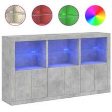 vidaXL Sideboard mit LED-Beleuchtung, betongrau, 181,5 x 37 x 100 cm