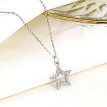 925 Sterling Silver Star Pendant Necklace, Elegant, Versatile, Luxurious, Romantic, Suitable For Parties, Dates, Gifts, Daily Wear