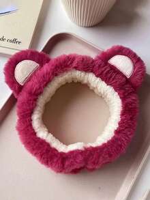 1pc Women's Solid Color Plush Bear Headband, Casual Versatile Hair Accessory Suitable For Daily Wear, Home Use, And Campus Women Bandanas Winter Head Wrap Warm