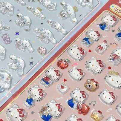 Genuine  Cute Crystal Decorative 3D Stickers - Japanese Animal Embossed Acrylic - School Season DIY Graffiti Stickers