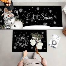 1 pièce Tapis de cuisine en gel de silice imprimé avec motif bonhomme de neige de Noël, tapis rectangulaire pour le salon, la chambre, le couloir, la salle de bain, la buanderie - en polyester, convient pour la décoration intérieure et extérieure de la maison - Multicolore - Voir 20
