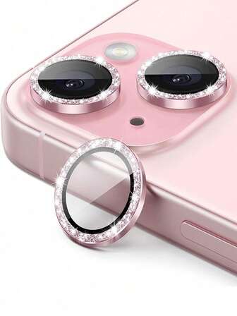 3片装相机镜头保护膜，适用于17/16/15/14/13/12/11英寸镜头，钢化玻璃金属环盖，高清透明（粉色）