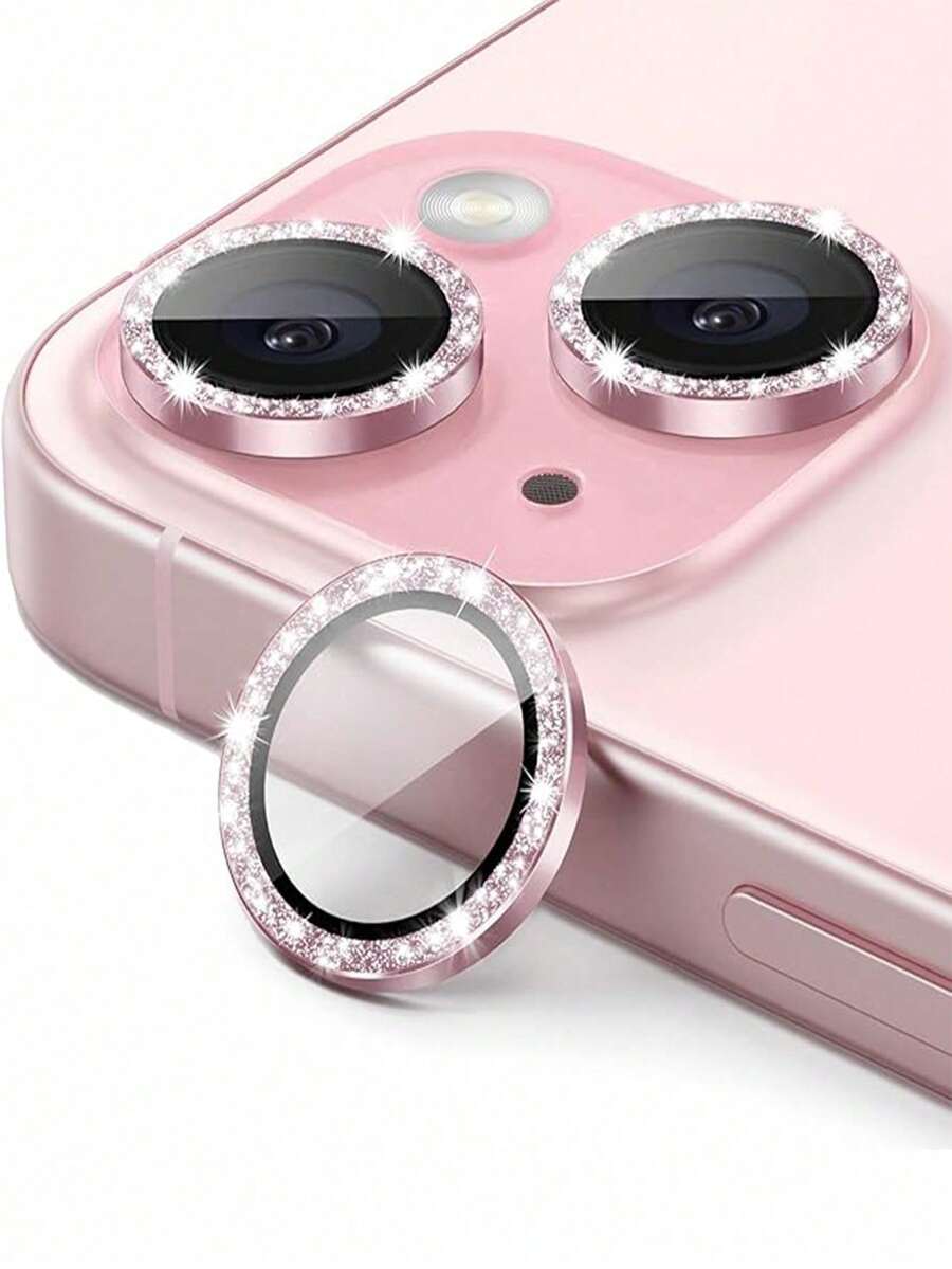 3pcs Camera Lens Protector Film, Fit For 17/16/15/14/13/12/11, Tempered Glass Metal Ring Cover, HD Clear (Pink)
