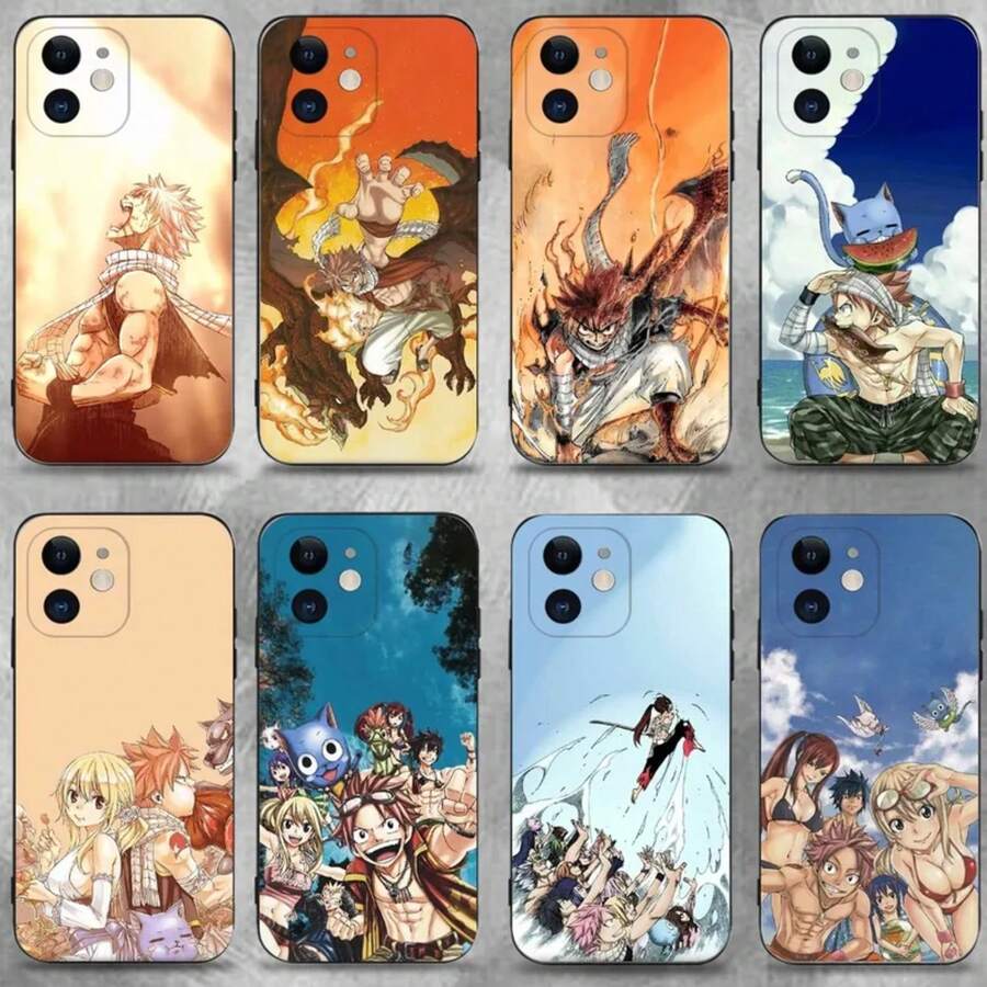 Custodia per telefono Fairy Tail Natsu Dragneel compatibile con 16, 15, 14, 13, 12, 11 Plus, Pro Max, XS, X, XR, SE, Mini, 8, 7, in morbido silicone nero, compatibile anche con custodie per iPhone 17, 17 Pro, 17 Pro Max