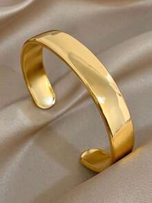 18K 镀金不锈钢奢华几何开口袖口手镯套装，适合女士，佩戴在手腕上，而不是手臂上，经典复古优雅珠宝妈妈礼物圣诞节感恩节万圣节婚礼狂欢/舞会/派对/日常配饰周年纪念情人节波西米亚珠宝生日伴娘礼物 - 彩色 - 查看 8