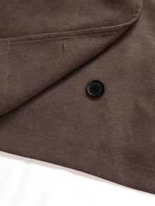 Plus Size Women Casual Jacket, Fashion Design With Lapel Collar And Double-Breasted Buttons, Suitable For Daily Wear, Commuting And Home, Ideal Choice For Spring And Autumn Seasons - Mocha Brown - View 7