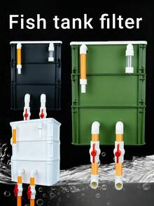 Industrial Style Turnover Box & Aquarium Filter - PP Water Circulation Filtration System For Fish Tank/Pond/Water Grass Tank (Ornamental Fish & Amphibians)