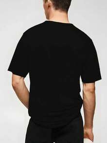 Disney Men's T-Shirt With Lightning McQueen Cartoon Pattern Featuring The Theme Of "Cars", Fashionable, Soft And Comfortable Cotton T-Shirt, Retro Street Feel - 黑色 - 查看 2