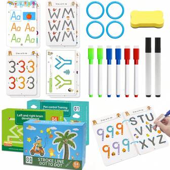 Magic Tracing Masterpiece - Reusable, Erasable, And Portable Practice Copybook For Kids - Montessori Drawing Education And Fine Motor Control Training Stationery, Random Color