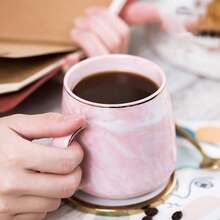 Marble Couple Creative Drinking Cups, Ceramic Household Mugs, Coffee Cups, Tea Cups With Lid And Spoon - Multicolor - View 5