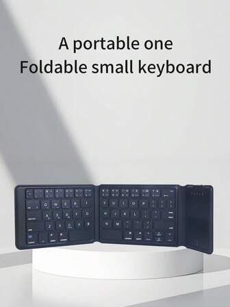 DF012T 全新可折叠蓝牙键盘 - 适用于手机和平板电脑的便携式迷你无线键盘 - 智能触控键盘和鼠标组合，兼容安卓、Windows、电脑和平板电脑，支持一键切换多设备。配备可充电锂离子电池 - 黑色。