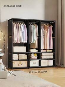 1pc Portable Wardrobe Closet, Sturdy & Durable Fabric Clothes Rack For Bedroom, Rental House, Dorm, Dust-Proof Storage Organizer